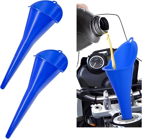 Long-Neck Oil Funnel for Automotive – Multi-Function Plastic Funnel for Oil, Gas & Lubricants – Universal Car Accessory (Blue (2-Pack)) - color: Blue (2-Pack)
