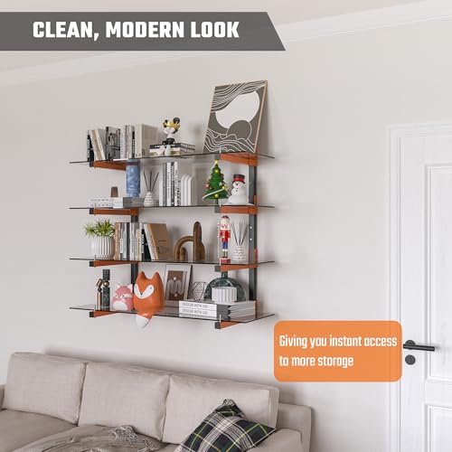 Lumber Storage Rack, Snap-Fit Connection Lumber Rack Wall Mount, Heavy Duty Metal 8 Level-32 Inch Wood Storage Rack - color: Orange - 8 Tier (Snap-Fit)