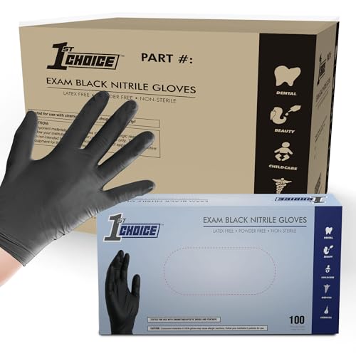1st Choice Black Nitrile Gloves Disposable Latex Free - Exam Grade Black Gloves for Cooking, Medical, Dental, Cleaning - 4mil - size: Small, style: 1 Case of 1000