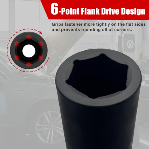 1" Drive 33mm Extra Deep Impact Socket Set,8-Inch Long,6-Point Axle Nut Socket for Easy Removal of Axle Shaft Nuts,Metric, CR-MO Steel