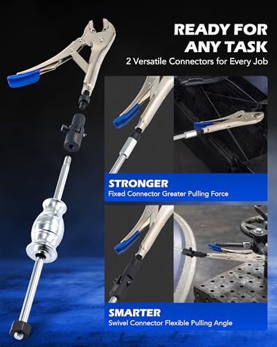 Orion Motor Tech Vise Grip Slide Hammer, 9.8 in Locking Pliers 2 lb Slide Hammer with Quick Release Swivel Connector, Locking Pliers Slide Hammer Set for Nail Bolt Pin Seal CV Axle Removal