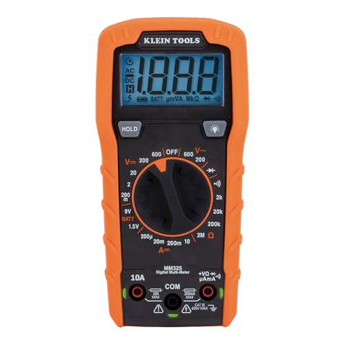 Klein Tools MM325 Multimeter, Digital Manual-Ranging 600V AC/DC Voltage Tester, Tests Batteries, Current, Resistance, Diodes, and Continuity - size: Manual-Ranging w/o Case