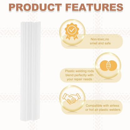 MECCANIXITY 10 Inch Plastic Welding Rods, Double-Strand Round Sticks ABS Welding Rods for Plastic Welder Kayak Car Bumper Repair Pack of 30 Dia 5mm, White - color: White, size: 10 Inch