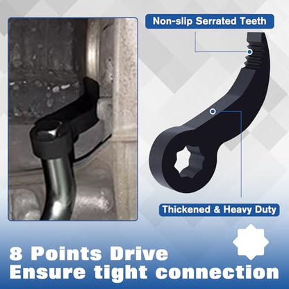 2Pcs Pry Bar Wrench Adapter Head, 3/8“ 1/2” Drive Adjustable Angle Crowbar Adapter Head Tool, Heavy-Duty Ratchet Pry Bar Attachment, Half Shaft Removal Car Repairing Tools for Tight Spaces