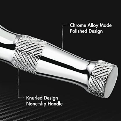 DURATECH Stubby Ratchet Set, 1/4-Inch and 3/8-Inch Ratchets with 2 Extension Bars, 4-piece, 72-T Reversible Quick-Release Head, Chrome Plated Finish and Full Polish - style: 1/4" & 3/8" Single Head Ratchets + Extension Bars