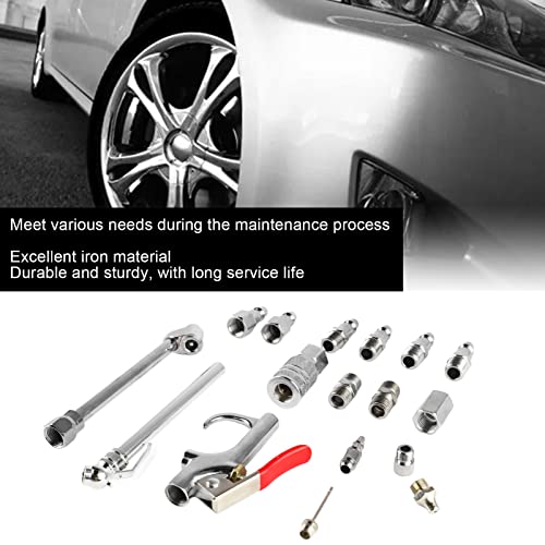 For Professional Maintenance and Cleaning - 17 Piece Air Compressor Accessory Kit with 1/4 Inch NPT Coupler and Plug Set - Includes Dual Foot Chuck, Blow Gun, Tire Gauge, and