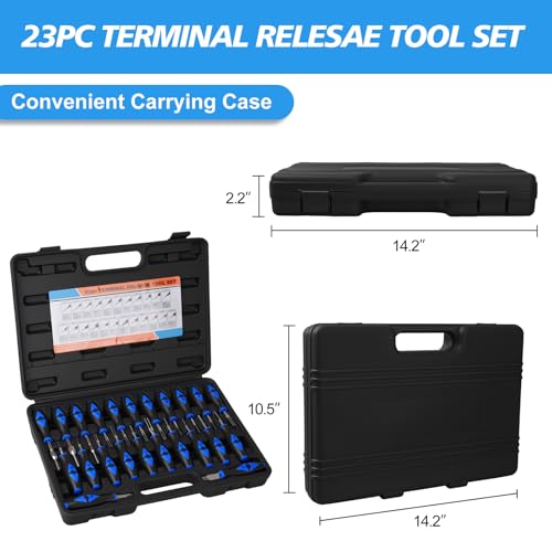 23PCS Universal Terminal Removal Tool Kit, Pin Electrical Terminal | Wire Connector Removal, Terminal Release Electrical Connector Removal Tool Kit for American Domestic and Imported Vehicles - size: 23PCS Universal Terminal Removal Tool
