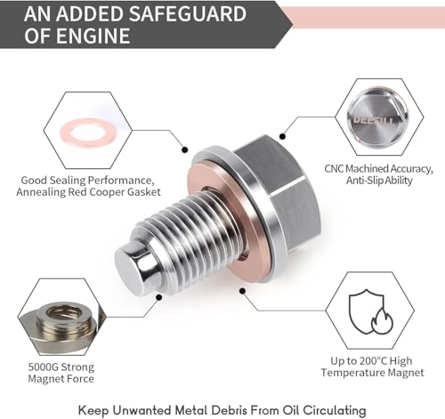 1/2"x20 Stainless Steel Magnetic Engine Oil Drain Plug Fit For Buick Chevrolet Chrysler Ford Dodge GMC Select Models - size: 1/2" x 20