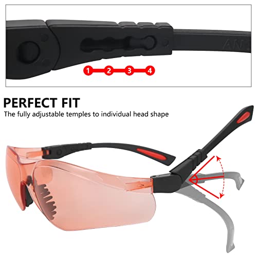 AntiFog Shooting Glasses ANSI Z87.1 Eye Protection for Indoor Oudoor - color: Vermilion Lens