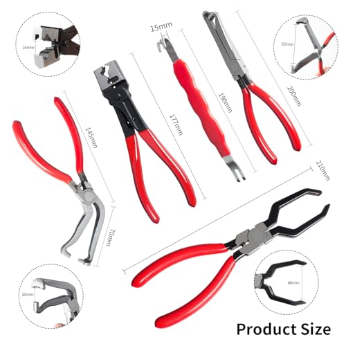 5 Pieces Electrical Disconnect Pliers for Cars, Automotive Electrical Plug Connector Disconnect Tool and Connector Separator and Hose Clamp Pliers - style: Electrical Disconnect Pliers Set 7