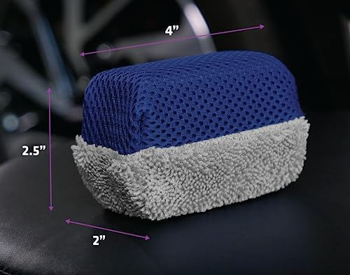 VIKING Tire Shine Applicator Sponges, Multi-Purpose Mesh and Microfiber Applicator Pad for Car Detailing, Blue and Grey, 2 Pack