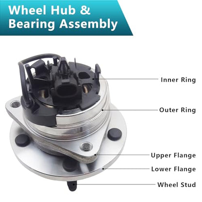 513214 Front Wheel Bearing Hub Assembly for Chevrolet Malibu 2004-2012 | for Pontiac G6 2005-2010, Saturn Aura 2007-2009, Cobalt HHR 2008-2010 Fixes ABS & Hub Issues Direct Bolt-On No Warning Lights - size: 513214