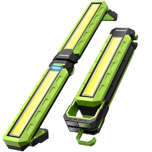 Work Light - 5200mAH Foldable Magnetic Under Hood Working Light with Hooks, Portable Magnetic Rechargeable Cordless 3300LM Job Site Lighting for Mechanic/Car Repairing/Garage - color: Green