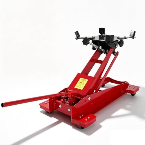Transmission Jack 1/2Ton(1100LBS) Capacity Hydraulic Low Profile Floor Jack | with Safety Chain & Roll-Under 360° Swivel Casters, 7.68"-24.8" Lift Range for Car / Truck Repair