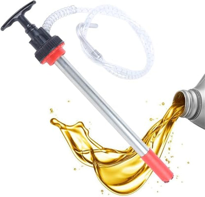 Manual Push Oil Pump Transfer Pump, 5 Gallon Bucket Liquid Transfer Pump, Portable Oil Hand Pump for Fuel Removal, Push Suction Pump Extractor with 48 in Hose and Nozzle
