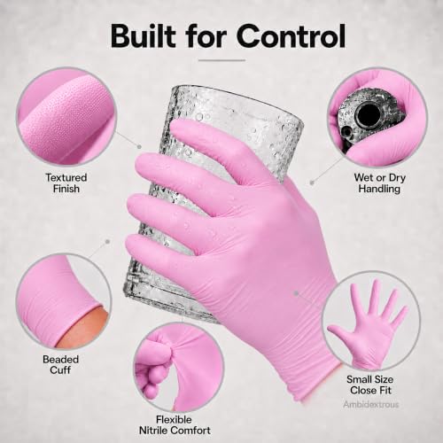 ForPro Disposable Nitrile Gloves, Chemical Resistant, Powder-Free, Latex-Free, Non-Sterile, Food Safe, 4 Mil - color: Pink, size: Large (Pack of 100)