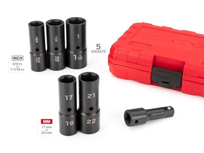 TEKTON 1/2 Inch Drive Impact Flip Socket Set | SIF92400 - size: 6-Piece