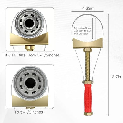 Heavy Duty Oil Filter Wrench | Adjustable Strap, Removal Tool