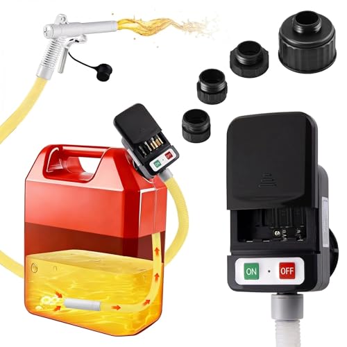 Portable Fuel Transfer Pump with Auto-Stop, 51" Extra Long Hose, 3.2 Gallon per Min, 4 Can Adapters and Leak protection, Automatic Powered Gas Pump for Oil, Diesel and Gasoline