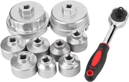 Oil Filter Socket Set, 10PCS Oil Filter Wrench Set 24mm,27mm,29mm,30mm,32mm,36mm,38mm,64mm. Filter Removal Tool for Toyota,BMW, Mercedes, VW