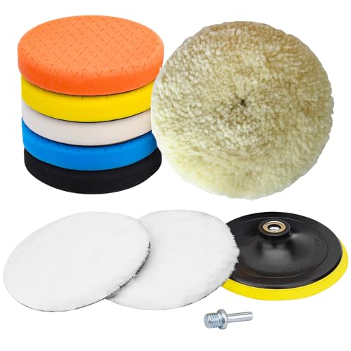 10pcs Polishing Buffing Pads for Drill,6 Inches Car Polishing kit | Car Foam Buffing Sponge Pads Kit with M14 Drill Adapter,Polishing Pad Kit for Car Buffer Polisher, Polishing and Waxing
