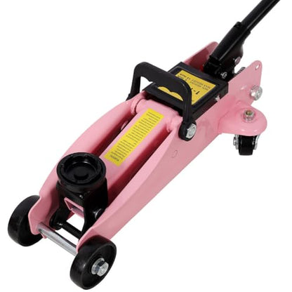 1.5 Ton Low Profile Hydraulic Racing Floor Jack, Heavy-Duty Steel/Aluminum Service Jack with Quick-Lift Pump, 5"–11.8" Lift Range, Portable Case Included, Pink