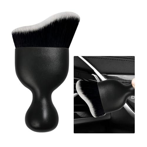 Ziciner Car Detailing Brush, Curved Soft Bristles Auto Removal Dust Collectors, Universal Vehicle Dashboard, Air Conditioner Vents etc Interior Cleaning Tool Accessories (Black/White) - color: Black/White, size: 1 PC