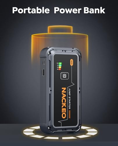 Car Jump Starter 7000A Car Battery Jump Starter Portable Pack for Up to All Gas and 10.0L Diesel Engine 12V Jump Box, Jump Pack, Battery Booster with Jumper Cable, Lights,Storage Case, Compact - size: 7000A