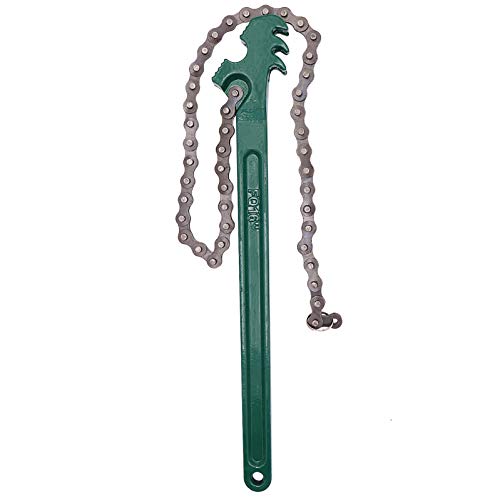 16 Inch Heavy Duty Chain Wrench with 27" Adjustable Chain for 1.5"-7.5" Diameter Pipe, Carbon Steel Reversible Pipe & Oil Filter Wrench for Auto Repair, Plumbing, Water Filter Removal