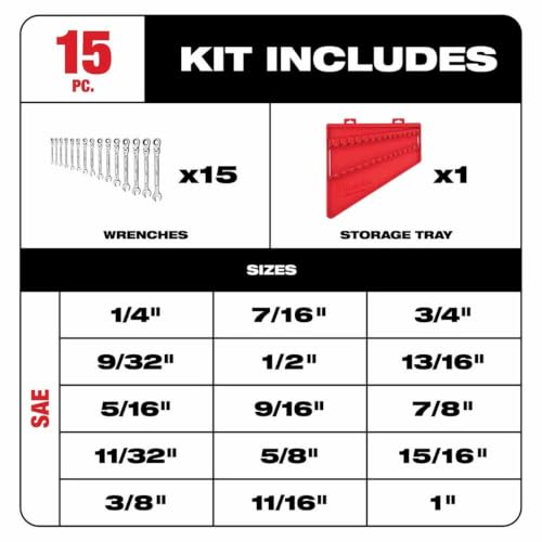 Milwaukee 15 Piece SAE Flex Head Wrench Set
