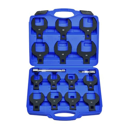 LainKeen 16pcs Jumbo Crowfoot Wrench Set, Metric Crows Foot Wrench Set for 27-50mm Flare Nuts for 1/2" Drive Ratchet & Extension Bar, Crowfoot Wrenches with Carry Case - color: Blue 16pc Metric