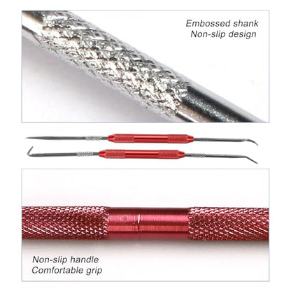 DXNQ 2 PCS Hook and Pick Set Puller Remover, Precision Pick and Hook Set, Easy Removal Tool for Auto Oil Seals O-Ring Seal Gasket, Pointed Oil Seal Screwdriver Hook Set for Most Vehicles (Red) - color: Red