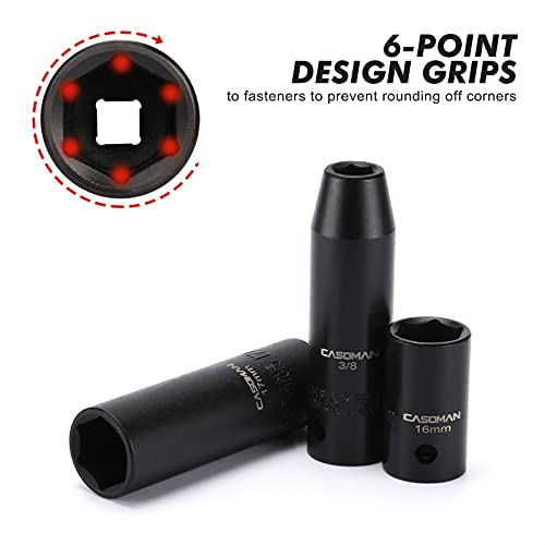 CASOMAN 1/2-inch 70 Pieces Impact Socket Master Set, SAE & Metric from 5/16"-1-1/4",8-24mm, Shallow/Deep Socket with Ratched Hand, Extension Bar and Adapters - size: 1/2"Drive 70pcs Impact Master Socket Set