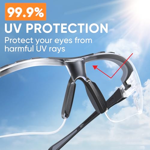 TICONN Anti-Fog Safety Glasses for Men and Women, ANSI Z87.1 Scratch Proof Eye Goggles with Adjustable Arms and UV Protection - style: 10 Pack/Clear