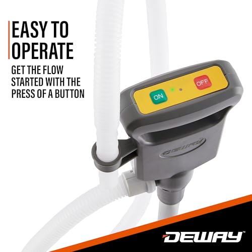 Deway Automatic Fuel Transfer Pump, Powerful AA Battery Powered with USB-C Power Option, 51" Extra Long Hose Fits All Size Cans, Portable Liquid Pump Transfers at 3.8 Gal/Minute - style: Basic No Auto-Stop