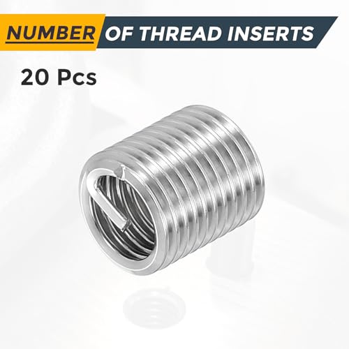 HARFINGTON 20pcs Wire Thread Repair Inserts M8 x 1.25 x 2D (16mm) Metric 304H Stainless Steel Helical Coiled Wire Screw Threaded Sleeve Sheath for Automotive Repairs - size: M8 x 1.25 x 2D