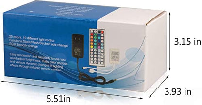 44 Key RGB LED Strip Lights IR Remote Controller with Wireless Rectifier Control Box and DC 12V 3A Power Supply Plug Adapter for 2835 3528 5050 LED Strip Lights Flexible Tape Lighting