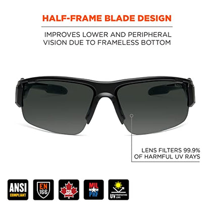 Ergodyne Skullerz DAGR Anti Scratch Safety Glasses, Anti-Fog, ANSI z87.1 - color: Smoke Lens
