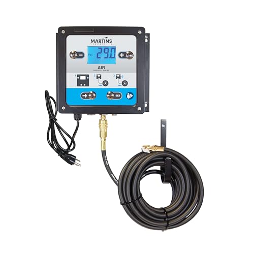 Martins Automatic Tire Inflator Deflator MW-60, 145 psi, Wall-Mounted Unit with 25’ Air Hose, Overpressure System (OPS), LCD Screen & Backlight - size: Auto Wall-Mounted 145 psi