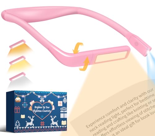 Neck Light for Reading in Bed at Night, Back to School Supplies College Dorm Essential Reading Light,Knitting Accessories Sewing Supplies Birthday Gifts for Women Mom Wife Nurse Gifts for Teen Girls - color: Pink