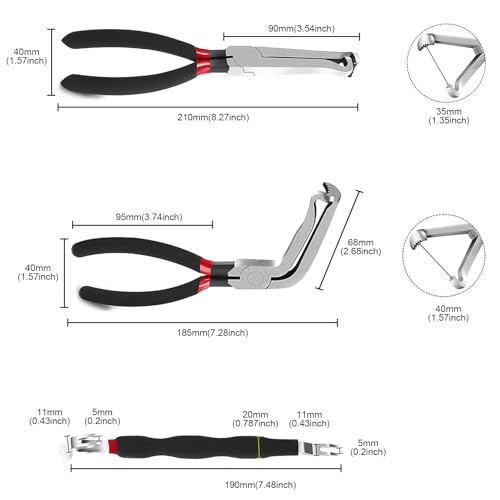 3-Piece Electrical Disconnect Pliers Set – 60° Angled & Straight Automotive Connector Pliers with Double-Ended Separator Tool, Non-Slip Grip for Wiring Harness & Sensors – Ideal for Gifts for Men
