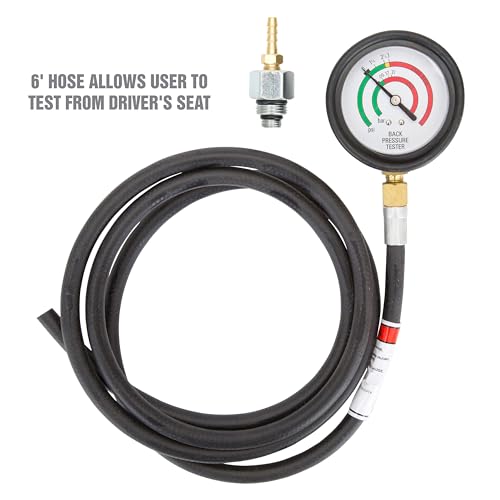 OEMTOOLS 37263 Exhaust Back Pressure Tester/Gauge Kit, Exhaust Gauge Diagnoses Catalytic Converter Issues, Oxygen Sensor Adapter, psi/Bar Readings