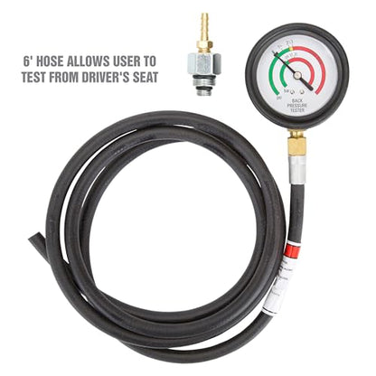 OEMTOOLS 37263 Exhaust Back Pressure Tester/Gauge Kit, Exhaust Gauge Diagnoses Catalytic Converter Issues, Oxygen Sensor Adapter, psi/Bar Readings