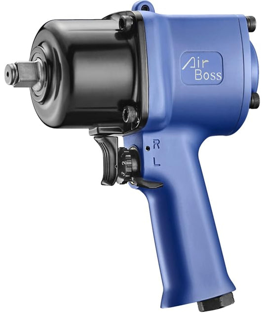 Airboss AW-140P 1/2" Air Impact Wrench, 1,450 ft-lbs Max Torque, Twin Hammer, Magnesium Alloy, High Torque 1/2 Impact Wrench for Lug Nuts, Tire Shop, Automotive Repair & General Fastening - size: standard