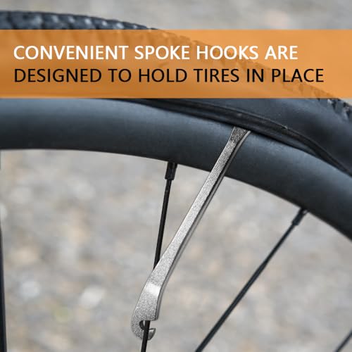 lofrcin Bike Tire Levers, Stainless Steel Tire Spoons to Repair Bike Tube, Iron Bicycle Tire Removal Changing Tool for Road or Mountain Bike Tires