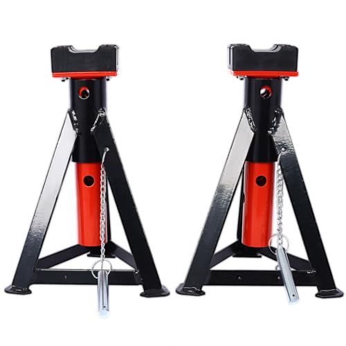 3 Ton Jack Stands, Heavy Duty Steel Car Jack Stand Pair with 6 Adjustable Height Positions, 6,000 lbs Capacity, Ratchet Axle Stands for Cars, Sedans & Light-Duty Vehicles, Black