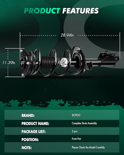 SCITOO Front Strut Assembly Automotive Replace 272898 272897 Quick Struts Shock for Nissan for Rogue, for Nissan for Rogue Select - Set of 2