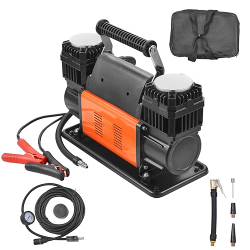 VEVOR 10.6 CFM Heavy Duty Air Compressor, 30s Fast Inflation | Dual-Cylinder Portable Tire Inflator, 12V 150PSI Offroad Air Pump with Adapters for Trucks Car SUV 4 x 4 Vehicle RV - style: 10.6CFM