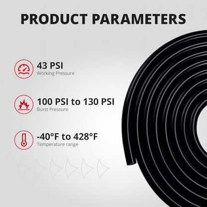 EVIL ENERGY 1/8 5/32 3/16 1/4 5/16 3/8 Silicone Vacuum Tubing Hose Line Kit 10FT 130PSI Max Pressure Black (3mm 4mm 5mm 6mm 8mm 10mm) - size: 10FT