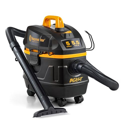 Vacmaster Professional Beast Series VFB511H 0201 5-Gallon 5.5 Peak HP Wet/Dry Vac, Black - size: 5 Gallons